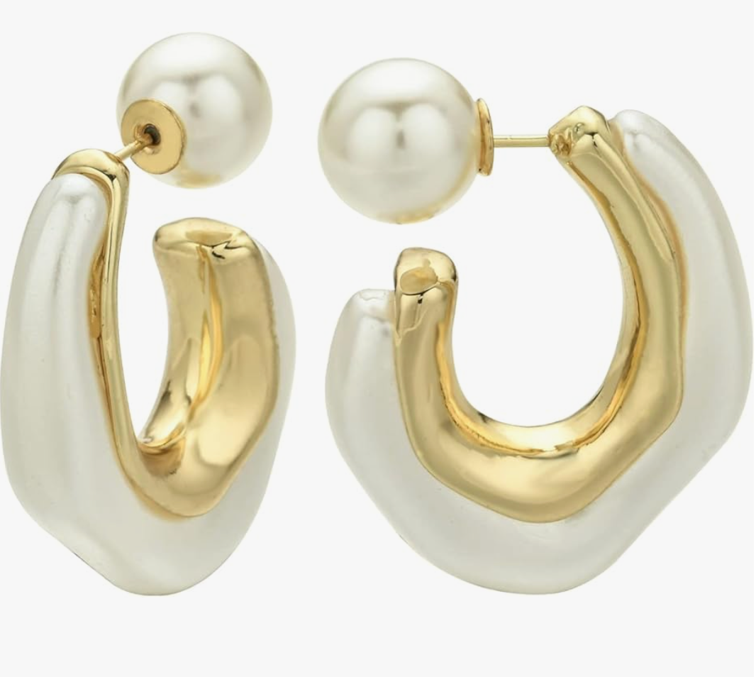 Pearl Back Curve Hoops