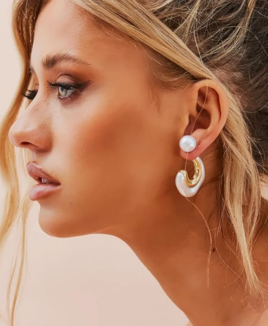 Pearl Back Curve Hoops